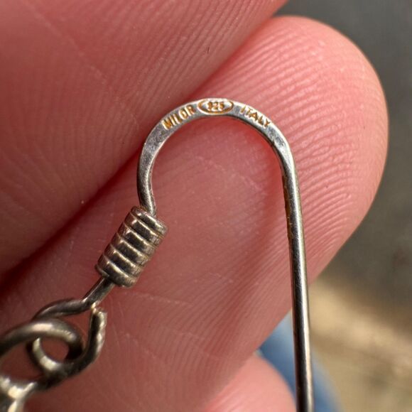 MILOR Italy Sterling Silver 925 Wire Mesh Dangle Earrings Vintage Round Puffy - Picture 6 of 10